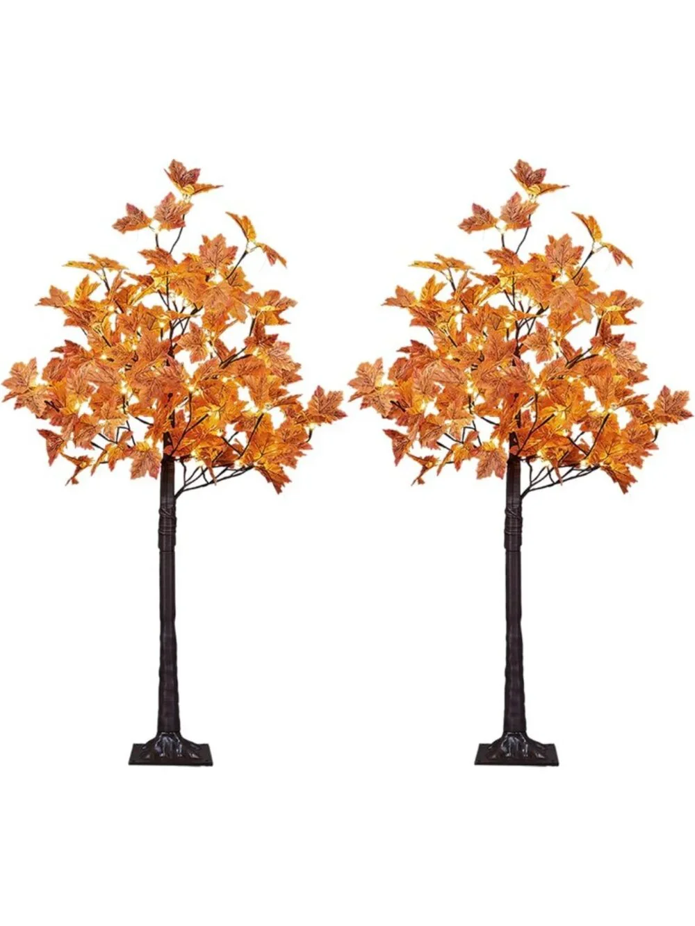 2-Pack 4FT Lighted Maple Trees with 144 Warm White LED Lights - Perfect for